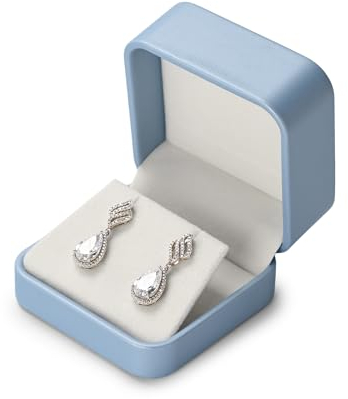 Oirlv Azul Pu Cuero Caja Pendientes,Caja Pendientes Regalo,Earring Box,Para Cumpleaños,San Valentín,Aniversario