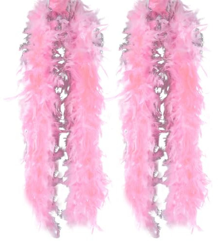 Bunte Federn Boa,2pcs Federboa Feder Boas 2 Meter Flauschige Türkei Marabu Feder Trim Streifen Schal Diy Handwerk Weihnachten Party Halloween Kostüm Federn Boa Kostümparty für Mädchen dunkelpink
