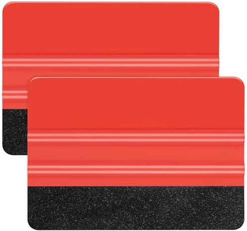 GIRAFVINYL Roter Rakel für Vinyl-Filz, Vinyl-Rakel, 2 Stück, roter Rakel, Schaber, Werkzeug-Set für Autofolie, Fenster, Tönung, Tapete, Glasfolie, Anwendung