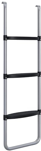 SPORTNOW Scala per trampolino in acciaio Scala per trampolino a 3 o 2 gradini con gradini larghi e 2 ganci Portata 120 kg 110x32 cm Argento