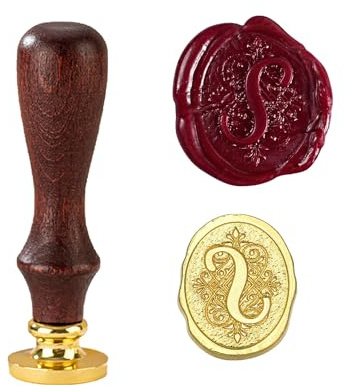 TBXqian Initial S Wachs-Siegel-Stempel, Vintage Letter Seal Wachs-Siegel-Stempel mit abnehmbarem Messingkopf und Holzgriff für Party Einladungen/Geschenkpapier/Umschläge/Weihnachten Thanksgiving