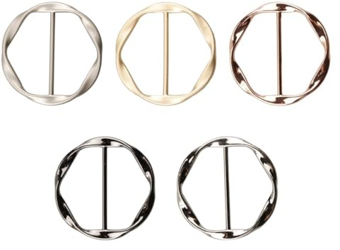 Tabanzhe 5 PCS T-Shirt Clips,Metal Scarf Clothing Ring Clips,Durable Clothes Corner Knotted Buckle Holder Silk Scarf Ring Wrap Circle Clips Gifts for Women Girls
