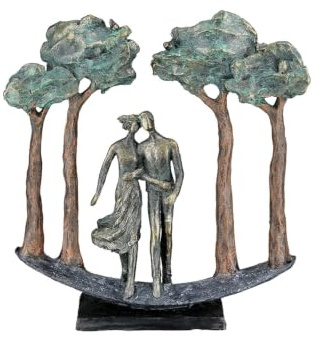 Casablanca Skulptur Under Trees, Deko Figur Bronze, Kunstharz Statue Wohnzimmer, Büro Dekoration H. 30 cm x B. 29 cm - Moderne Skulpturen Couple, Liebe, Hochzeit, Valentinstag