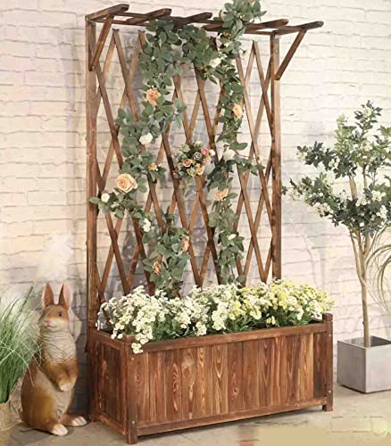 Generisch blumenstandBlumenregal aus karbonisiertem Holz für Balkon, Rosenzaun, Kletter-Rattan-Gestell, Outdoor-Topfschirm, Outdoor-Pflanzkasten (braun)