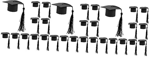 Amosfun 3sets Mini Graduation Cap Cake Toppers Set Bachelor Cap Decorations Bouquet for Graduation 10pcs*3
