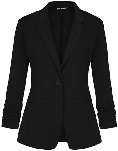 LADI TREND Women Blazers Jacket Classic Blazer Suit Notched Lapel Formal Evening Wedding Guests (Black XXL)