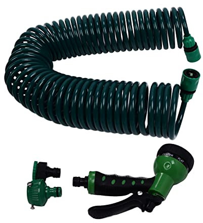 Wasserschlauch für den Garten, Spiralform, 15 m, EVA, 7 Modi, Teleskopschlauch für den Garten, zur Bewässerung von Rasen und Pflanzen