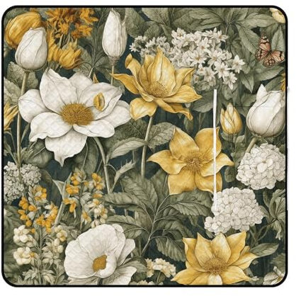 ZLFDSKGY Picknickdecke, bedruckt mit Blumen und Schmetterlingen, wasserdicht, faltbar, große Picknickdecke, praktische Matte mit Reißverschlusstasche für Camping auf Gras