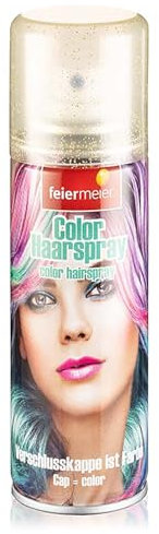 Feiermeier Color Haarspray 125ml - Farbwahl - Perfekt für Karneval, Fasching, Halloween und Festivals. Leuchtende Farben, leicht auswaschbar, verschiedene Haarfarben erhältlich! (Glitter Gold, 125 ml)