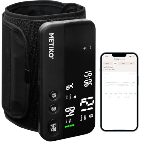 METIKO Wireless Blood Pressure Monitor Upper Arm Bluetooth Blood Pressure Machine, Ultralight Portable Rechargeable Blood Pressure Monitor, App Enabled iOS/Android BP Machine Cuff