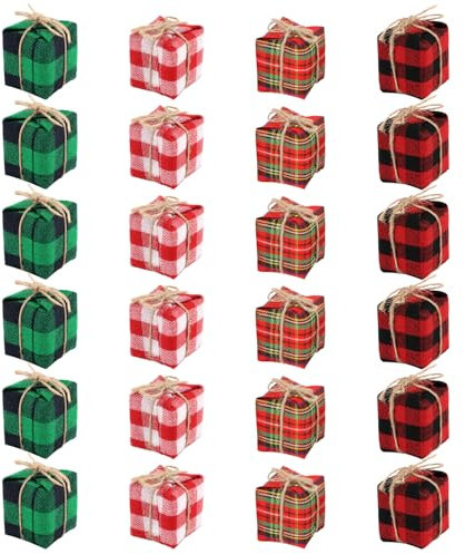 24pcs Christmas Ornaments, 4 Styles Mini Christmas Tree Ornament Gift Box Christmas Hanging Ornament Christmas Tree Ornaments Miniature Christmas Hanging Decorations