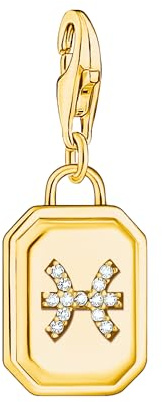 THOMAS SABO Charm-Anhänger Sternzeichen Fische mit Steinen vergoldet 925 Sterlingsilber, 750 Gelbgold Vergoldung