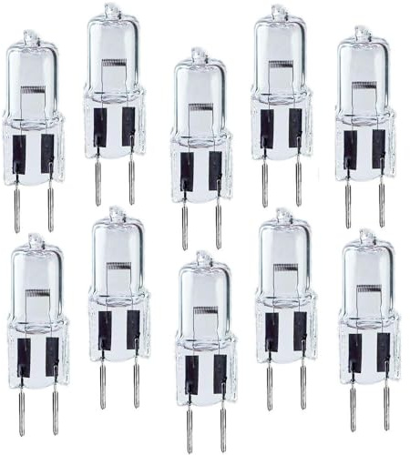 BULBEAWICK GY6.35 Halogen Bulb 24 Volt Clear Light Bulb T4 Dimmable G6.35 Halogen Light Bulbs 24V-100W 10PCS