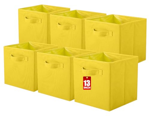 powerking Contenitore di stoccaggio, cubi pieghevoli di stoccaggio del tessuto e cassetto dell'organizzatore di stoccaggio del panno per armadio e giocattoli di stoccaggio, 13 X 13 X 13 INCH, 6 Pack
