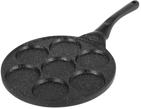 RHAIQBVC Pancake Pan Nonstick Pancake Maker 7 Cup Egg Cooker Pan Even Heating Pancake Maker Pan Practical Pancake Frying Pan Multifunctional Pancake Cooker Pan for Kids Breakfast Brunch(1,Black)