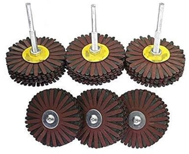 Cepillo de alambre de acero,Rueda de alambre, 3 piezas de muela abrasiva de alambre de esmeril montada en eje, cepillo de pulido radial for acabado de superficie irregular de madera, herramienta de br