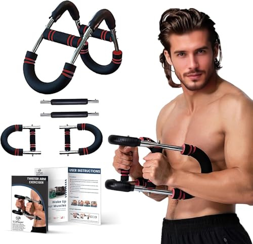 TOPtoper Twister Armtrainer 2025 Neue Brust Trainer für Unterarme, verstellbare Trainingsstange mit Feder, armdrücken brustmuskel trainingsgeräte (RED, 110-160lbs)