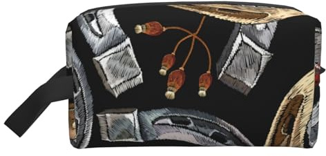 Trousse de Maquillage de Voyage Grande capacité Motif fers à Cheval et Feuilles d'automne pour Femme