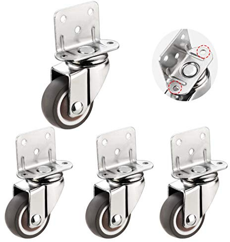 Swivel Caster Wheels with L-Type Bracket,Rubber Furniture Castor with Brakes,5-Hole Installation,Ball Bearings,Capacity 80kg,Suitable for Racks,Cribs,4 Pcs (4Universal,32