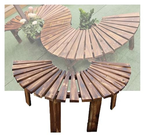 Generisch Rundum-Baumbank,Parkstuhl Aus Holz,Halbrunder Pflanzenzaunständer,für Gartenterrasse,Rasenbalkon(Color 1)