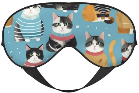 Leichte Schlafmaske mit Cartoon-Katzen-Druck, atmungsaktiv, lichtblockierend, Reisen, Yoga, Outdoor-Abenteuer