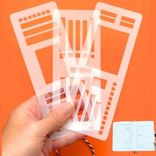 3 Stück Handgefertigte Flexible Protokoll Schablonen Set, Journal Schablonen, Wiederverwendbare Flexible Aufzeichnungsvorlage & Planner Stencil Set für Journaling Checklisten, Scrapbook & Tagebuch