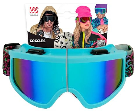 W WIDMANN MILANO Party Fashion - Skibrille/Snowboard Brille, Accessoire für 80er Jahre Faschingskostüme, Apres Ski Mottoparty
