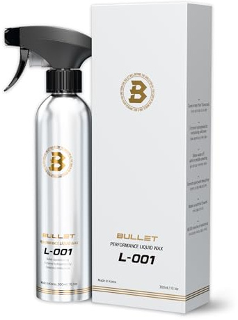 BULLET L-001 Performance Liquid Wax, SiO2 Ceramic Spray Wax for Deep Gloss Shine & Hydrophobic Paint Protection, Spray-On Wipe-Off Top Coat for Paint, Glass & Wheels 10.1 oz Bottle