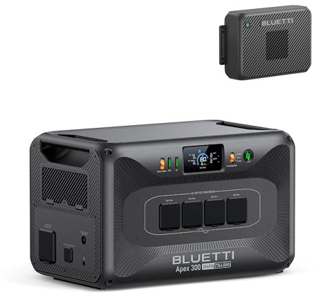 BLUETTI Apex 300 Estación de Energía Portátil 2764,8Wh con Charger 2 | LiFePO₄, Generador Solar con CA 3840W (7680W Pico), Cargador Alternador 1200W, Carga Rápida en 2,8h para Coche y Road Trips