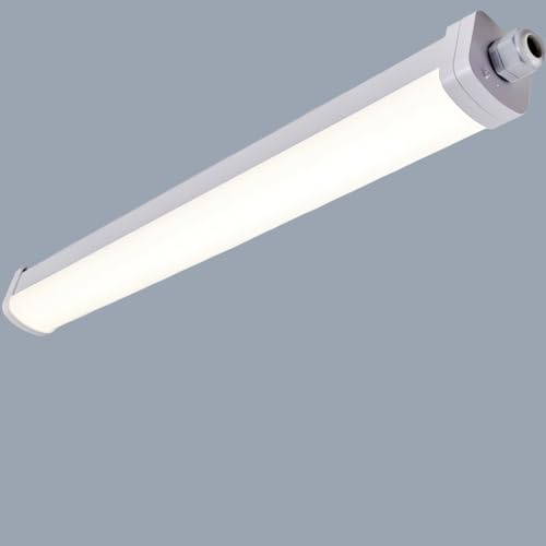LEZOE IP66 Wasserdicht LED Feuchtraumleuchte 120CM, 30W 4200Lm (140Lm/W) Bürodeckenleuchte LED Außenwandleuchte, Deckenlampe Röhre für Garden Hof Bad Balkon Lager Keller Garage Werkstatt Küche 4000K