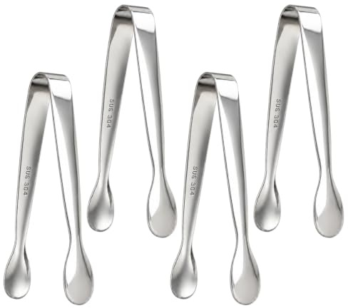 4 piezas pinza para azúcar, pinzas para candy bar, pinza para hielo, pinzas de servir de acero inoxidable para azúcar, hielo, postres y repostería, compactas para hogar, bufé, fiesta y pícnic