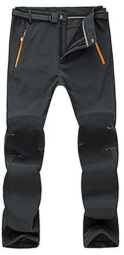 Yowablo Hosen Männer Wasserdicht Winddicht Outdoor Wandern Warme Winter Dicke Hosen Mit Samt (M,Plus Samt-4- Herren-Grau)
