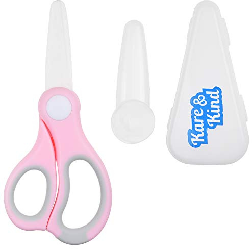 Kare & Kind Keramikschere für Babynahrung - rosa - mit Staubschutzhülle und Aufbewahrungsbehälter - Leicht zu schneidende Babynahrung