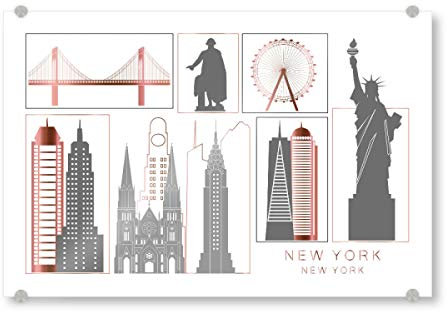artboxONE Acrylglasbild 45x30 cm Städte New York Skyline Rosegold - Bild New York Architecture Architektur