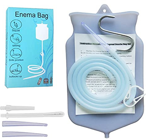 Kit de sac à lavement sans BPA, kit de lavement pour le nettoyage du colon, kit de lavement en silicone non toxique, sac de lavement réutilisable, lavement détox, douche (2 L)