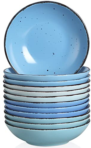 vancasso MODA Steingut Suppenteller, 12-teiliges Tiefteller Set 800 ml, Ø20,3 cm x 5,2 cm, mikrowellen- & spülmaschinenfest, Pastateller Nudelschalen Salatschalen