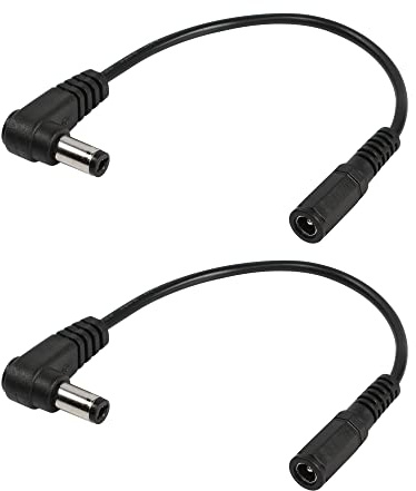 RIIEYOCA 5,5 mm x 2,1 mm DC-Verlängerungskabel 90 Grad rechtwinklig L-förmiges Stecker-auf-Buchse-Verlängerungskabel, geeignet für CCTV-Überwachungskameras, DC-Netzteil, 20 cm (2 Stück)