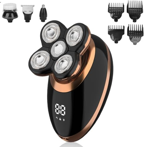 Agatige Rasoir Électrique Pour Hommes, 5 En 1 Portable Rasoirs À Têtes Rotatives Rasoirs À Têtes Rotatives Homme Kit De Toilettage Tondeuse Crane Chauve Pour Tondeuse À Cheveux Domestique Rechargeable