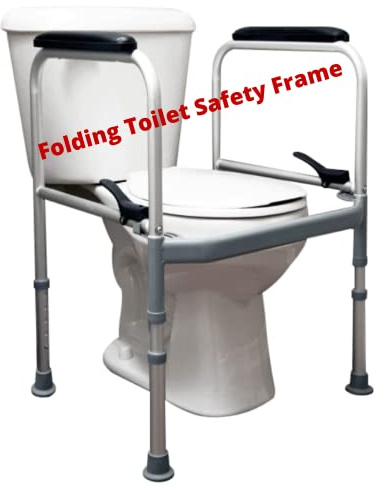 INNOEDGE MEDICAL Telaio di sicurezza pieghevole per WC con maniglie, guide di assistenza per anziani e disabili, per WC con disabili, struttura robusta e durevole, leggera e ideale per i viaggi, si