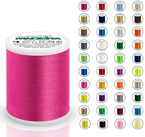 Madeira Polyneon 40 Original | 1.000 m Spule | Stickgarn für Stickmaschine | Maschinenstickgarn | Garn zum Sticken | Stickset (1990 Hot Pink)