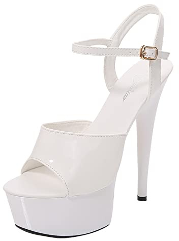Poo4kark High Heels Thin Heels Sexy wasserdichte Plattform Sandaletten mit hohen Absätzen weibliche Fashionshoes für Frauen Evening High Heels Shoes (White, 39)