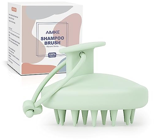 AIMIKE Kopfhaut Massagebürste Shampoo Bürste, 100% Silikon Kopfmassage Bürste, Haarmassagebürsten für Peeling, Ohne Schuppen, Stimuliert das Haarwachstum, Nasstrockener Haar Massagebürste, Mintgrün