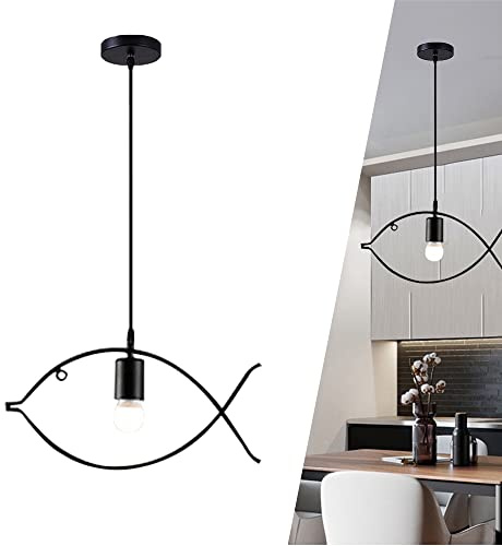 hängende Lampen-Fisch-Lampe Hänge Licht Leuchte E27 Leuchter-Deckenleuchte Dekorative Pendelleuchte Kreative HäNgelampe Pendelleuchte Eisen für Wohnzimmer Kinderzimmer Restaurant Esszimmer Flur