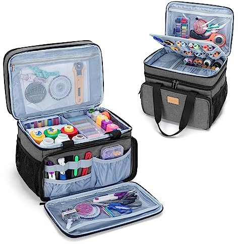 Luxja Nähtasche Leer, Nähzubehör Tasche für Nähgarn und Nähnadeln, Nähset Organizer Tasche, Tragetasche für Nähen Zubehör