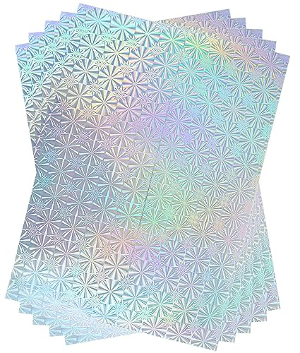 STRBOXONG A4 Karte mit Schneeflocke 250gsm, 297 mm x 210 mm, Metallic-Silber-Karton, Folienpapier für Kunsthandwerk, Scrapbooking, schimmernde, hochglanzpolierte, glänzende Blätter(10 Blatt)
