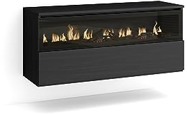 Skraut Home | Cheminée électrique LED | Effet Flamme | 102x45x35cm | 1 Ouverture, 1 Porte | Cheminée électrique | Suspendu, Mural | Style Moderne | Noirs