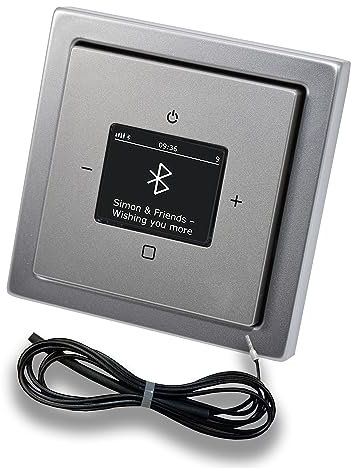 Busch Jäger DAB+ Unterputz Bluetooth (in and out) Radio (8217U-101) PUR Edelstahl, Komplett-Set 8217 U – 101, Rahmen und Radioabdeckung + 0,9 Meter EBROM Wurfantenne zur Empfangsoptimierung
