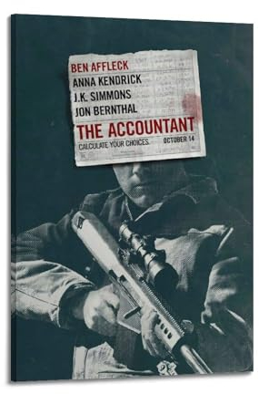 larn Filmposter The Accountant, Raumdekoration, ästhetisches Poster, künstlerisches Poster für Schlafzimmer, Wohnzimmer, Wände, 40 x 60 cm, Rahmenstil