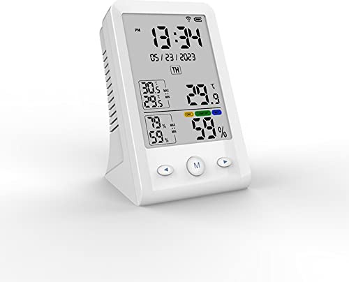 JINGFENG Tuya WIFI USB Rechargeable Temperature and Humidity Detector Household Office Baby's Room Hygrothermograph LCD Display Temperature and Humidity Meter Temperature Tester Hygrometer Compatible