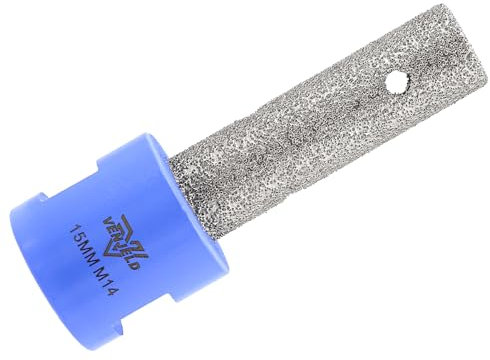 VENJELD Punta di Fresatura Diamantata 15mm Fresa Diamantata con Filettatura M14 per Allargare Modellare Rettifica dei Fori su Ceramica Porcellana Piastrella Marmo Granito